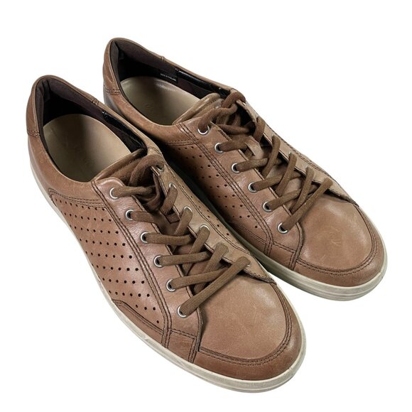ECCO Sneakers Walking Shoes Mens Size 47 (US 13) Tan Leather Lace Up - Picture 1 of 11
